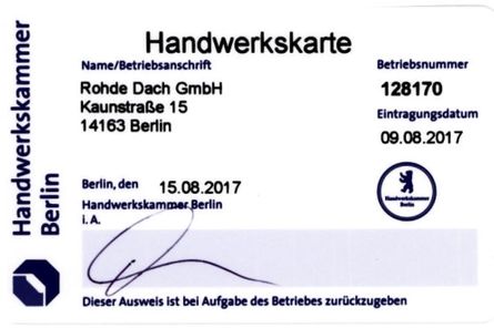 Rohde Dach GmbH - Handwerkskarte